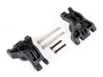 Traxxas TRX9050 Carriers, stub axle, rear, extreme heavy duty, black (left & right)/ 3x41mm hinge pins (2)/ 3x20mm BCS (2) (for use with #9080 upgrade kit) - twee