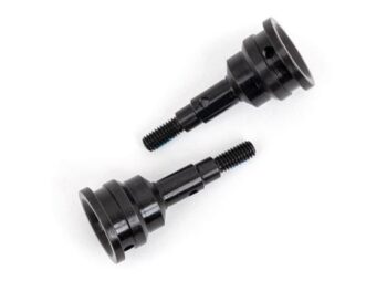 Traxxas TRX9054 Stub axle, front, 6mm, extreme heavy duty (for use with #9051R steel CV driveshafts) - twee zwarte metal