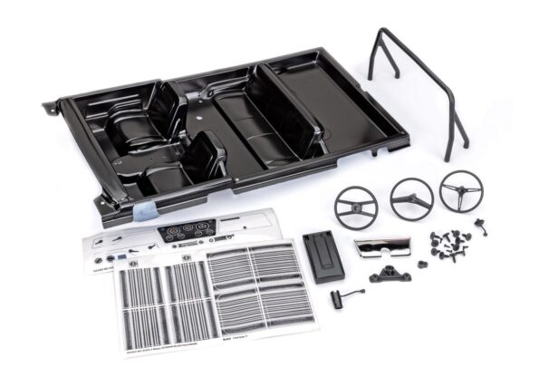 Traxxas TRX9114-BLK Interior, Chevrolet Blazer (1969 -1972) (black) (includes rollbar, gauge bezel, steering wheel and column, shifter, armrest, decals) (fits #9111 and 9112 bodies) (requires #9128 body cage for installation)