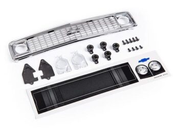 Traxxas TRX9120 Grille, Chevrolet Blazer (1972)/ grille retainers (5)/ headlight housing (2)/ lens (2)/ 2.6x8 BCS (5)/ 2.5x6 BCS (4) (fits #9111 body) - een set