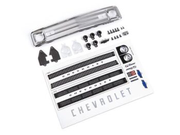 Traxxas TRX9123 Grille, Chevrolet Blazer (1969 - 1970)/ grille retainers (5)/ headlight housing (2)/ headlight lens (2)/ turn signal lens (2)/ hood emblem/ hood emblem mount/ 2.6x8 BCS (5)/ 2.5x6 BCS (4)/ 1.6x5 BCS