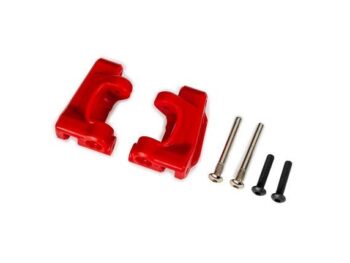 Traxxas TRX9136-RED Caster blocks (c-hubs), extreme heavy duty, red (left & right)/ 3x26mm hinge pins (2)/ 3x15mm BCS (2) (for use with #9180 and 9181 upgrade kit) - twee rode, kunst