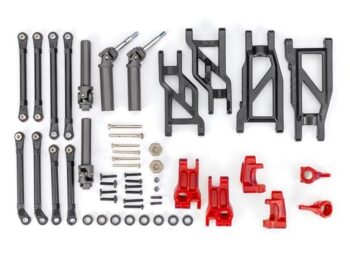 Traxxas TRX9180-RED Outer Driveline & Suspension Upgrade Kit, extreme heavy duty, red (fits Rustler 2WD or Stampede 2WD) - een set van diverse RC