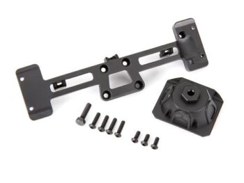 Traxxas TRX9219 Spare tire mount/ mounting bracket/ 3x8 BCS (3)/ 3x12 BCS (4)/ 4x15mm hex bolt (fits #9211 body) - zwarte