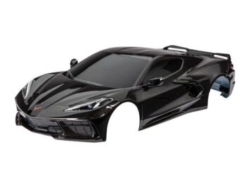 Traxxas TRX9311A Body, Chevrolet Corvette Stingray, complete (black) (painted, decals applied) (includes side mirrors, spoiler, grilles, vents, & clipless mounting) - glanzende