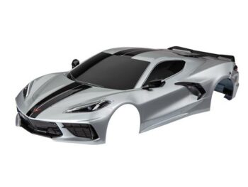 Traxxas TRX9311T Body, Chevrolet Corvette Stingray, complete (silver) (painted, decals applied) (includes side mirrors, spoiler, grilles, vents, & clipless mounting) - een z