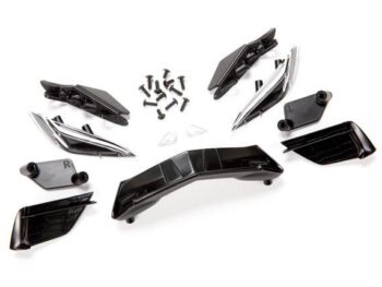 Traxxas TRX9316 Grille, Chevrolet Corvette Stingray/ grille mount (3)/ headlight housing (2)/ lens (2)/ headlight mount (2)/ 2.6x6mm BCS (4)/ 2.6x8mm BCS (8) - diverse zwarte kunst