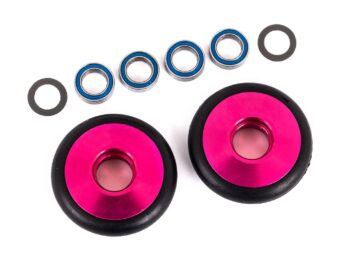 Traxxas TRX9461P Wheels, wheelie bar, 6061-T6 aluminum (pink-anodized) (2)/ 5x8x2.5mm ball bearings (4)/ o-rings (2)/ 5x8x0.3mm TW (2) - twee roze