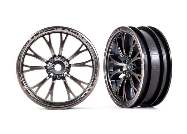 Wheels, Weld satin black chrome (front) (2) Traxxas TRX9472A Wheels, Weld satin black chrome (front) (2) - twee RC