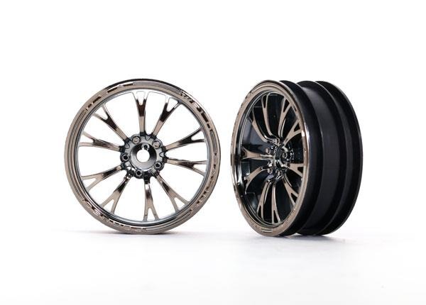 Wheels, Weld black chrome (front) (2) Traxxas TRX9472X Wheels, Weld black chrome (front) (2) - twee glanz