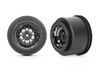 Traxxas TRX9473X Wheels, Weld black chrome (rear) (2) - twee