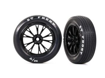 Traxxas TRX9474 Tires & wheels, assembled, glued (Weld gloss black wheels, tires, foam inserts) (front) (2) - twee zwarte RC