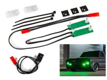 Traxxas TRX9496G LED light set, front, complete (green) (includes light harness, power harness, zip ties (9)) - een complete set groene
