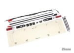 LED lights, tail lights (red)/ power harness/ tail light housings (left & right)/ tailgate trim (chrome)/ zip ties (3)