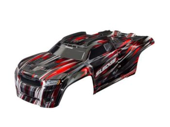 Traxxas TRX9511-RED Body, Sledge, red (painted, decals applied) (assembled with front & rear body mounts and rear body support for clipless mounting) - een rode