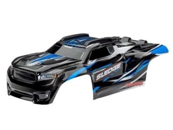 Traxxas TRX9511A Body, Sledge, blue/ window, grille, lights decal sheet (assembled with front & rear body mounts and rear body support for clipless mounting) - zwarte