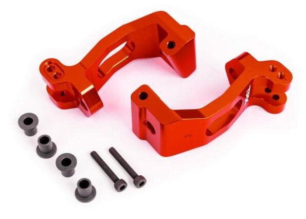 Traxxas TRX9532R CASTER BLOCKS (C-HUBS), 6061-T6 ALUMINUM (RED-ANODIZED), LEFT & RIGHT/ KINGPIN BUSHINGS (4)
