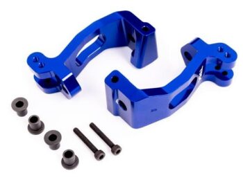 Traxxas TRX9532X CASTER BLOCKS (C-HUBS), 6061-T6 ALUMINUM (BLUE-ANODIZED), LEFT & RIGHT/ KINGPIN BUSHINGS (4) - twee blauw