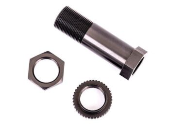 Traxxas TRX9545A SERVO SAVER POST/ ADJUSTER NUT/ LOCKNUT (DARK TITANIUM-ANODIZED, 6061-T6 ALUMINUM) (1 EACH) - drie