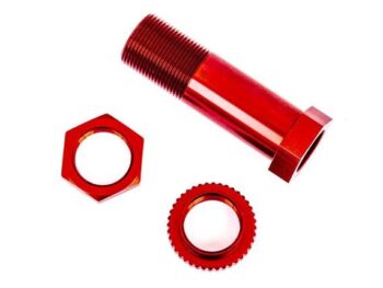 Traxxas TRX9545R SERVO SAVER POST/ ADJUSTER NUT/ LOCKNUT (RED-ANODIZED, 6061-T6 ALUMINUM) (1 EACH) - drie rode, ge