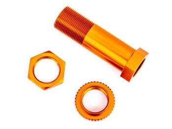 Traxxas TRX9545T SERVO SAVER POST/ ADJUSTER NUT/ LOCKNUT (ORANGE-ANODIZED, 6061-T6 ALUMINUM) (1 EACH) - drie oranje
