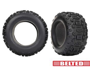 Traxxas TRX9571 Tires, Sledgehammer (belted) (2)/ foam inserts (2) - twee zwarte RC-autob