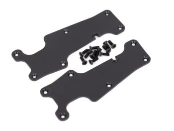Traxxas TRX9633 Suspension arm covers, black, front (left and right)/ 2.5x8 CCS (12) - twee zwar