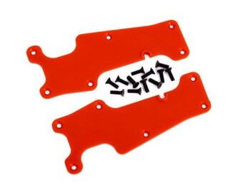 Traxxas TRX9633R Suspension arm covers, red, front (left and right)/ 2.5x8 CCS (12) - twee oranje