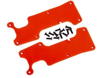 Traxxas TRX9634R Suspension arm covers, red, rear (left and right)/ 2.5x8 CCS (12) - twee oranje