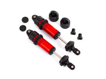 Traxxas TRX9660-RED Shocks, GT-Maxx, aluminum (red-anodized) (fully assembled w/o springs) (2) - twee rode aluminium