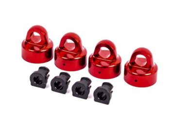 Traxxas TRX9664R Shock caps, aluminum (red-anodized), GTX shocks (4)/ spacers (4) (for Sledge) - vier glanz
