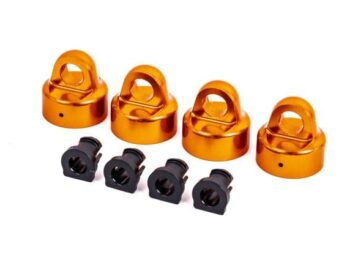 Traxxas TRX9664T Shock caps, aluminum (orange-anodized), GTX shocks (4)/ spacers (4) (for Sledge) - vier oranje