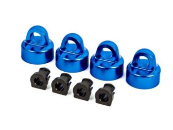 Traxxas TRX9664X Shock caps, aluminum (blue-anodized), GTX shocks (4)/ spacers (4) (for Sledge) - vier