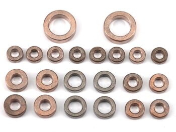 Traxxas TRX9745 Bushing set, complete (3x6x2.5mm (8), 5x8x2.5mm (4), 4x8x3mm (4), 8x12x3.5mm (2), 3.5x7x2.5mm (4)) - een set