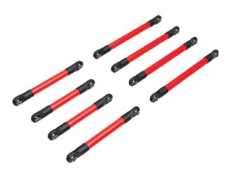 Traxxas TRX9749-RED Suspension link set, 6061-T6 aluminum (red-anodized) (includes 5x53mm front lower links (2), 5x46mm front upper links (2), 5x68mm rear lower or upper links (4)) - een set
