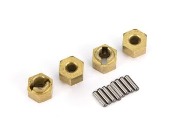 Traxxas TRX9750X Wheel hubs, 7mm hex (brass) (4)/ axle pins (8) - vier g
