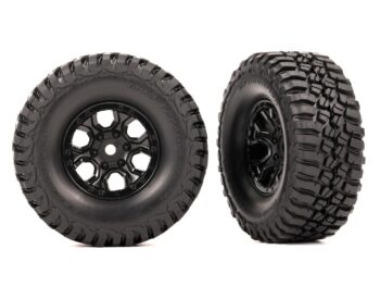 Traxxas TRX9774 Tires & wheels, assembled (black 1.0 wheels, BFGoodrich Mud-Terrain T/A KM3 2.2x1.0 tires) (2) - twee zwarte