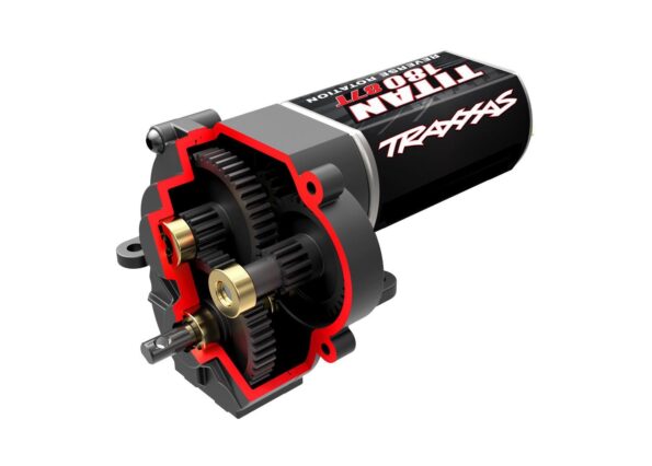 Traxxas TRX9791R Transmission, complete (low range (crawl) gearing) (40.3:1 reduction ratio) (includes Titan 87T motor)