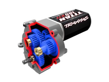 Traxxas TRX9791X Transmission, complete (speed gearing) (9.7:1 reduction ratio) (includes Titan 87T motor) - een
