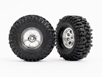Traxxas TRX9873 Tires & wheels, assembled (chrome 1.0' wheels, Mickey Thompson Baja Pro Xs 2.4x1.0' tires) (2)