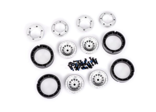 Traxxas TRX9881-SLVR Wheels, 1.0 6061-T6 aluminum (silver-anodized) (4)/ 2x8mm BCS (24)