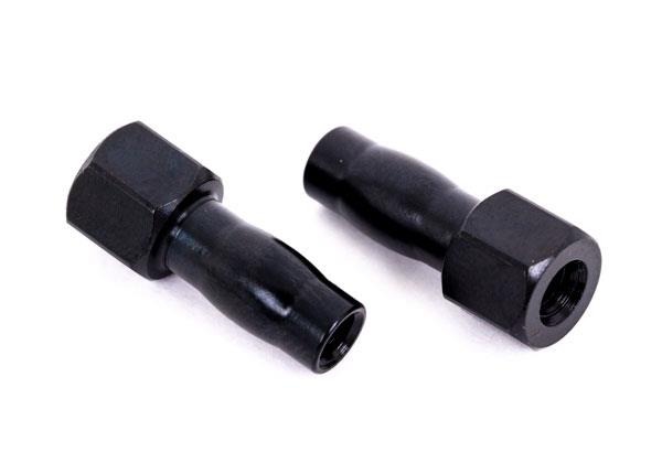 twee zwarte metalen fittingen met schroefdraad Traxxas TRX9564 Mount, shock (steel) (2) - twee zwar