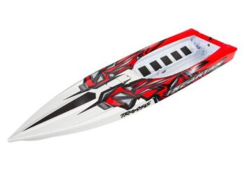 Traxxas TRX5718R Hull, Spartan, red-x graphics - een gestroomlijnde witte