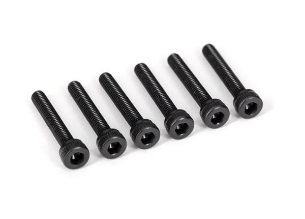 zes zwarte inbusbouten Traxxas TRX2583X Screws, 3x18mm cap-head machine (hex drive) (6) - zes zwar
