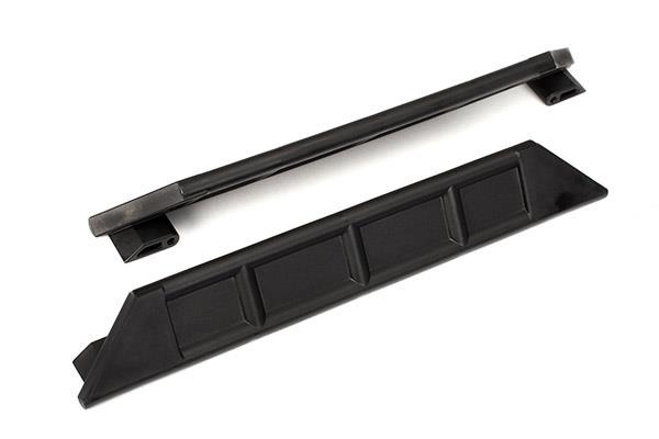 zwarte modelauto onderdelen strip en balk Traxxas TRX7723 Nerf bars, chassis (2), TRX7723 - twee zwarte