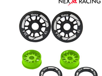 Nexx racing NXUSA-EVO-F-0.5-19-GR Nexx Racing 19mm Threaded Carbon-Fiber Reinforced EVO Flanged Front Wheels (2 pcs) for Mini-Z, Offset 0.5 Green - twee