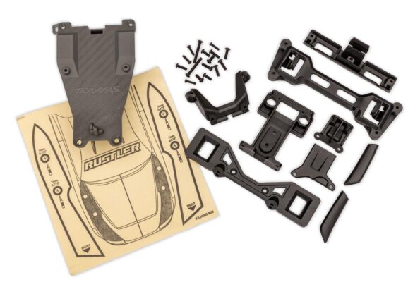 Traxxas TRX3734X Chassis & body conversion kit, Rustler (includes front & rear body mounts, latches, hardware) (for clipless mounting)