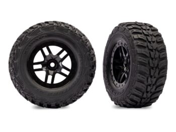 Traxxas TRX6874-BLK Traxxas TRX6874-BLK Tire & wheel assy, glued (SCT Split-Spoke black wheels, Kumho tires, foam inserts) (2