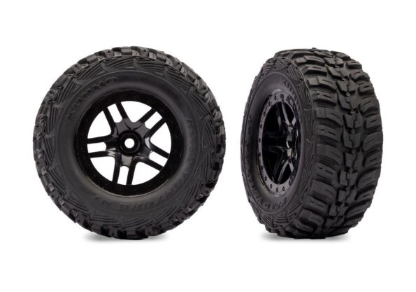 Traxxas TRX6874-BLK Tire & wheel assy, glued (SCT Split-Spoke black wheels, Kumho tires, foam inserts) (2) (4WD front/rear, 2WD rear only)